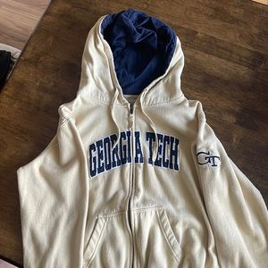Georgia Tech Light Yellow Cropped Zip-up Hoodie Size Medium